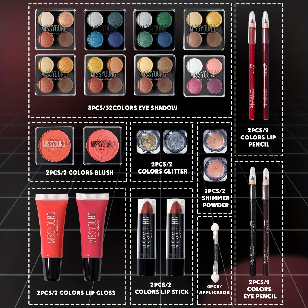 All-In-One Makeup Gift Set, Professional Makeup Tools 56pcs Set